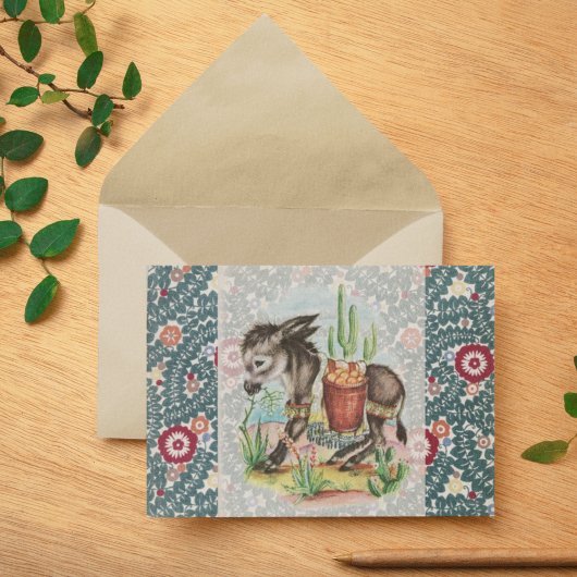 ヴィンテージクリスマスベイビードンキーサボテン多肉植物 シーズンカード