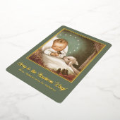ヴィンテージクリスマスベビーイエスと子羊 箔シーズンカード (回転した状態)