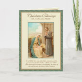 ヴィンテージクリスマスベビーイエスカトリック司祭ホリド シーズンカード (正面)