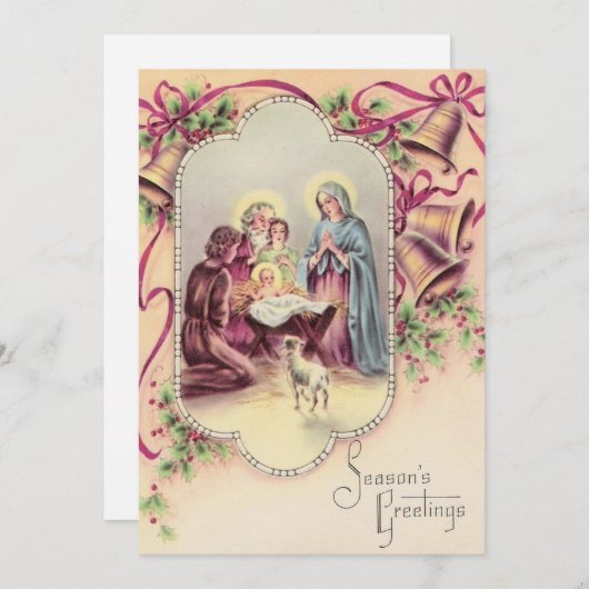 ヴィンテージクリスマスベビーイエス シーズンカード (正面/裏面)