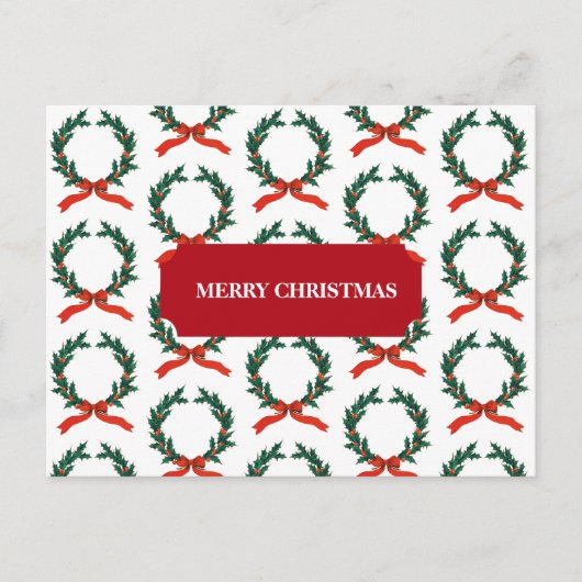 ヴィンテージクリスマスベリーリースホリデイ シーズンポストカード (正面)