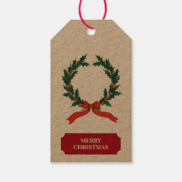 ヴィンテージクリスマスベリーリースホリデーギフトラベル ギフトタグ