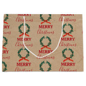 ヴィンテージクリスマスベリーリースホリデークラフト ラージペーパーバッグ (正面)