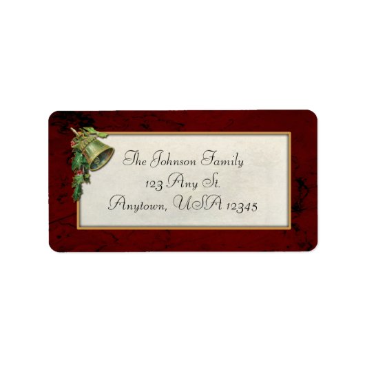 ヴィンテージクリスマスベルとホリー ラベル (正面)