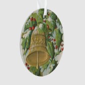 ヴィンテージクリスマスベルとホリ凍っていー オーナメント (正面)