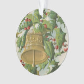 ヴィンテージクリスマスベルとホリ凍っていー オーナメント (正面)