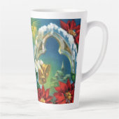 ヴィンテージクリスマスベルとレッドポインセチア カフェラテマグ (右)