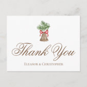 ヴィンテージクリスマスベルウェディングカスタムサンクス ポストカード (正面)