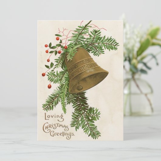 ヴィンテージクリスマスベルエバーグリーン愛の挨拶 シーズンカード (スタンド正面)