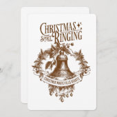 ヴィンテージクリスマスベルスピリット リンギング ホリデーカード 招待状 (正面/裏面)