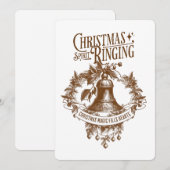 ヴィンテージクリスマスベルスピリット リングホリデーカード 招待状 (正面/裏面)