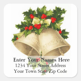 ヴィンテージクリスマスベルズアンドホリー住所 シール