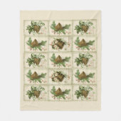 ヴィンテージクリスマスベルズホリデーフリースブランケット フリースブランケット (正面)