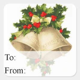 ヴィンテージクリスマスベルズ&ホリーギフトラベル スクエアシール
