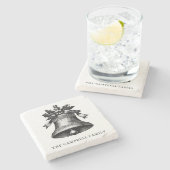 ヴィンテージクリスマスベルファミリー名 ストーンコースター (横)