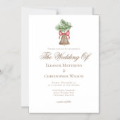 ヴィンテージクリスマスベルホリデーフォト結婚ズ マグネット招待状 (正面)