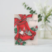 ヴィンテージクリスマスベルホリー教会はがき シーズンポストカード (スタンド正面)