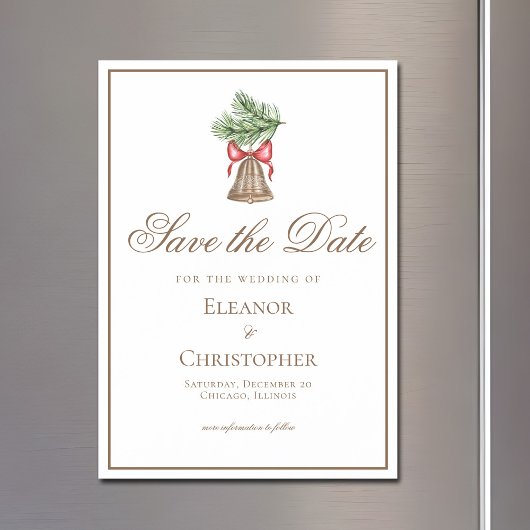 ヴィンテージクリスマスベル日付を保存 マグネット招待状