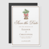 ヴィンテージクリスマスベル日付を保存 マグネット招待状 (正面/裏面)