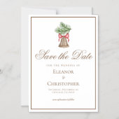 ヴィンテージクリスマスベル日付を保存 マグネット招待状 (正面)