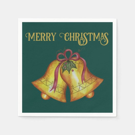 ヴィンテージクリスマスベル紙ナプキンス スタンダードカクテルナプキン (正面)