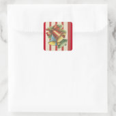 ヴィンテージクリスマスベル赤と白ズストライプ付き スクエアシール (バッグ)