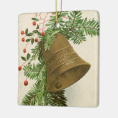 ヴィンテージクリスマスベル（エバーグリーン）メリークリスマス セラミックオーナメント (左)