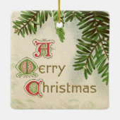 ヴィンテージクリスマスベル（エバーグリーン）メリークリスマス セラミックオーナメント (裏面)