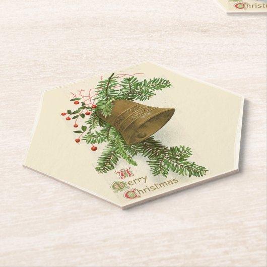 ヴィンテージクリスマスベル(エヴァグリーン)紙コースター ペーパーコースター (アングル)