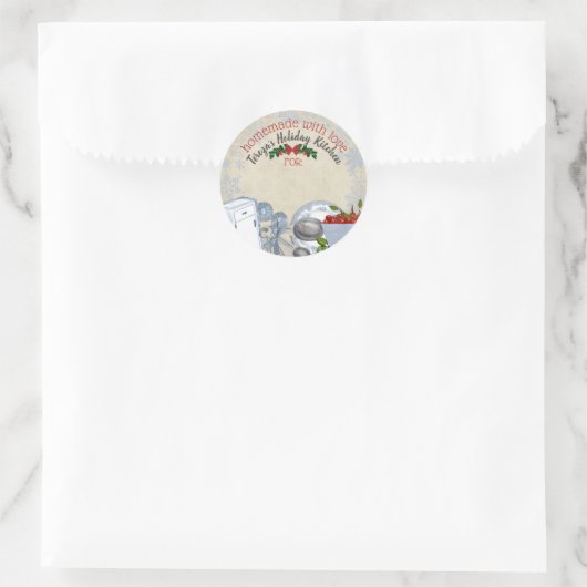 ヴィンテージクリスマスベーキングパーソナライズされた ラウンドシール (バッグ)