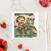 ヴィンテージクリスマスペッツホリデイ紙ナプキン スタンダードカクテルナプキン (インサイチュ)