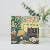 ヴィンテージクリスマスペットインリビングルーム招待状 招待状 (スタンド正面)