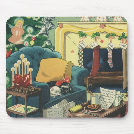 ヴィンテージクリスマスペットin the Living Room マウスパッド (正面)