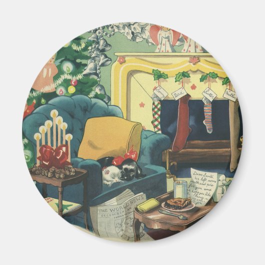 ヴィンテージクリスマスペットin the Living Room マグネット (正面)