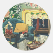 ヴィンテージクリスマスペットin the Living Room ラウンドシール (正面)