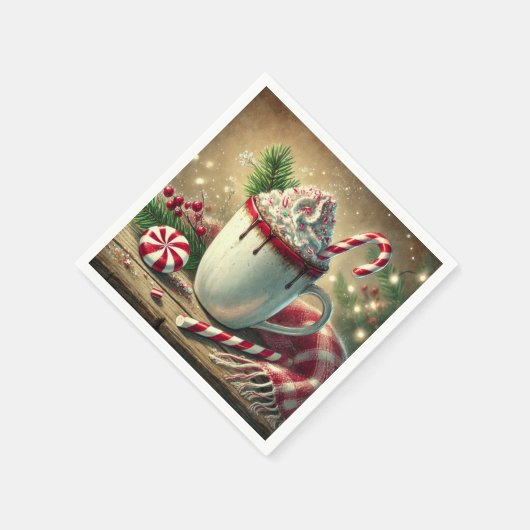 ヴィンテージクリスマスペパーミントモチャマグデクページ スタンダードカクテルナプキン (角)