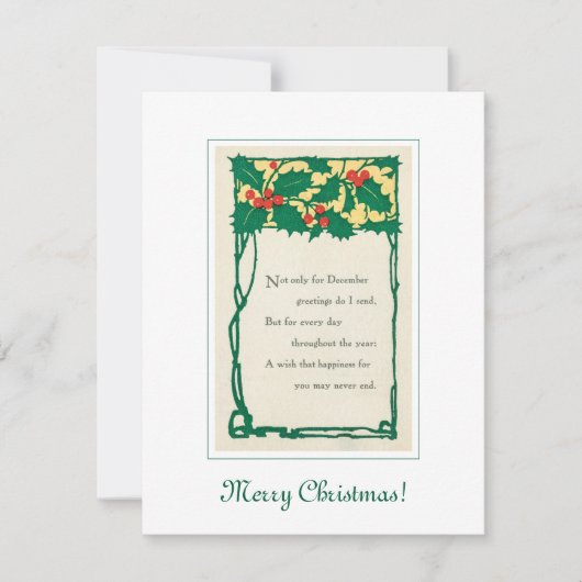 ヴィンテージクリスマスホリエレガントーブランチレトロアート カード (正面)