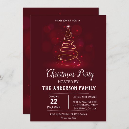 ヴィンテージクリスマスホリデイ招待状 招待状 (正面/裏面)