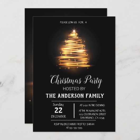 ヴィンテージクリスマスホリデイ招待状 招待状 (正面/裏面)