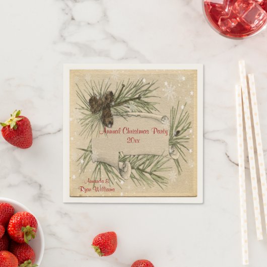 ヴィンテージクリスマスホリデイ紙ナプキンス スタンダードカクテルナプキン (インサイチュ)