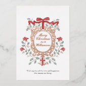 ヴィンテージクリスマスホリデイ金ゴールドクレスト 箔シーズンカード (正面)