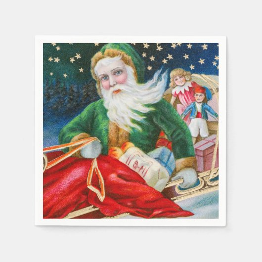 ヴィンテージクリスマスホリデイ スタンダードカクテルナプキン (正面)