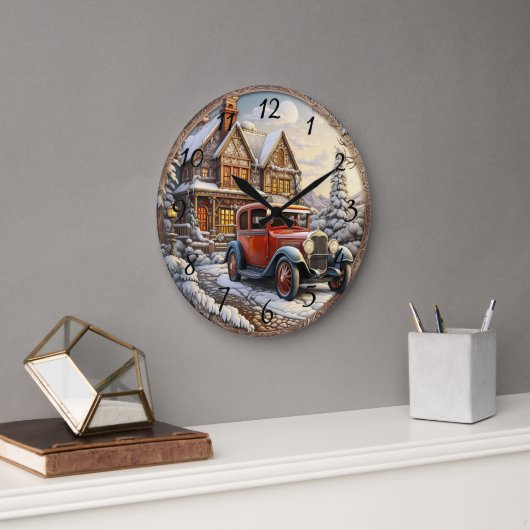 ヴィンテージクリスマスホリデイ ラージ壁時計 (オフィス)