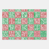 ヴィンテージクリスマスホリデーアルファベッスタイリッシュトトレンディー ラッピングペーパーシート (正面2)