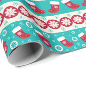 ヴィンテージクリスマスホリデーウィンターストッキング雪 ラッピングペーパー (ロールコーナー)