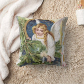 ヴィンテージクリスマスホリデーエンジェルデコール枕 クッション (ブランケット)