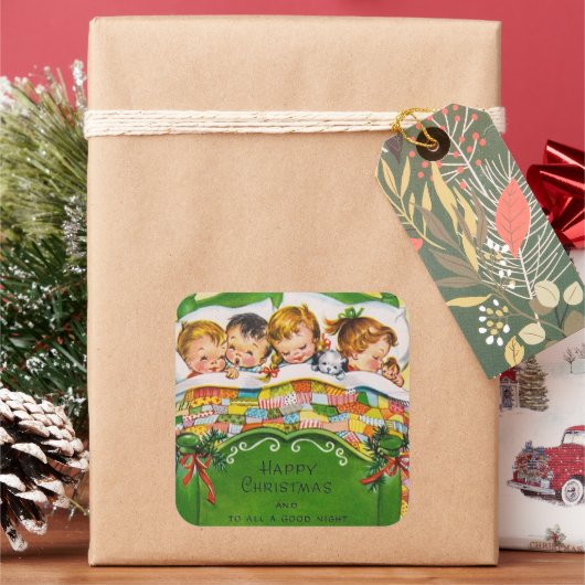 ヴィンテージクリスマスホリデーキッズシール スクエアシール (クリスマス)