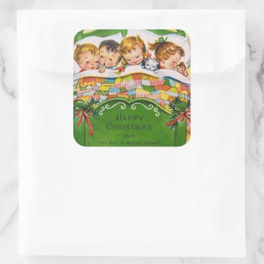 ヴィンテージクリスマスホリデーキッズシール スクエアシール (バッグ)