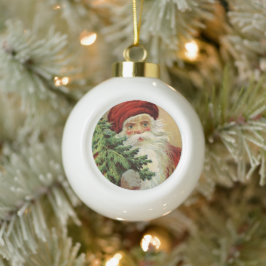 ヴィンテージクリスマスホリデーサンタスノーフレークオーナメント セラミックボールオーナメント