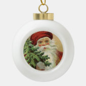 ヴィンテージクリスマスホリデーサンタスノーフレークオーナメント セラミックボールオーナメント (正面)